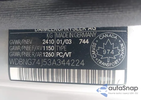 2003 Mercedes-Benz S 55 Amg from USA, damaged, VIN WDBNG74J53A344224